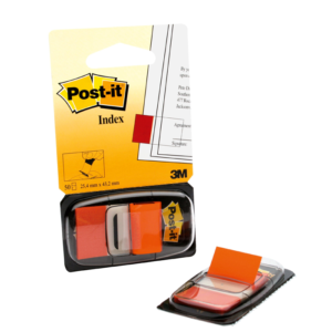 Indeksai žymekliai 3M POST- IT 25 x 43 mm, plastikiniai, oranžinė sp.