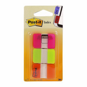 Indeksai žymekliai stiprūs 3M POST- IT, plastikiniai, 3 spalvos