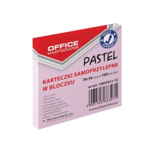 Lipnūs lapeliai OFFICE PRODUCTS 76 x 76 mm, 100 l, rausva sp.
