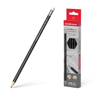 Pieštukas Erich Krause  JET BLACK 101, HB, su trintuku - Image 1