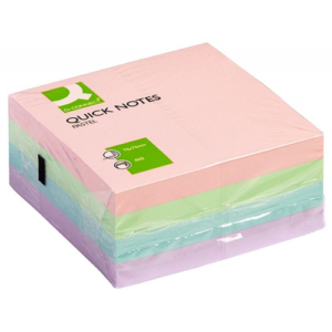 Lipnūs lapeliai Q-Connect, 76 x 76 mm, kubas, 400 l, įv. pastelinių sp. - Image 1